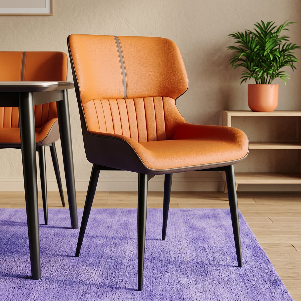 Silla De Comedor De Lujo En Cuero PU Acolchada Moderna